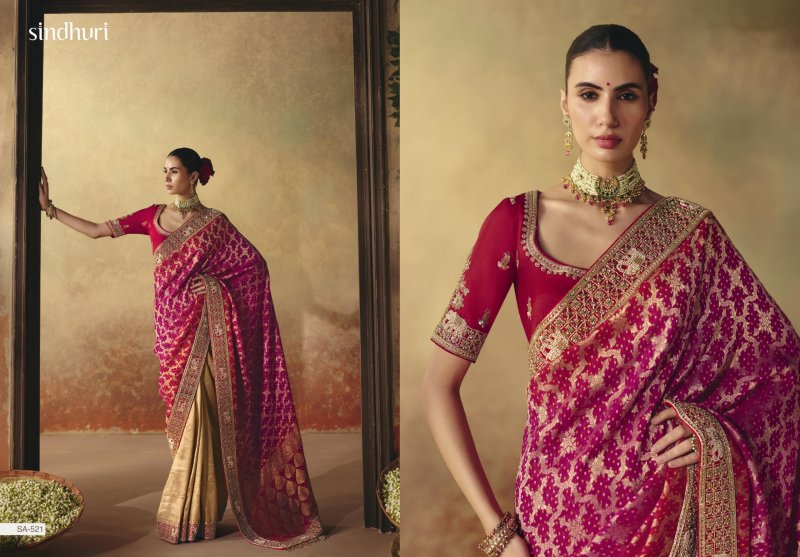 Suhag By Kimora Pure Khadi Georgette Fabric Designer Bandhej Saree